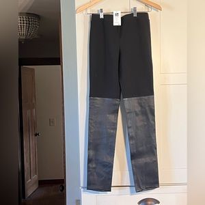NWT Vince black leggings with lamb leather on the bottom of the leg, size S